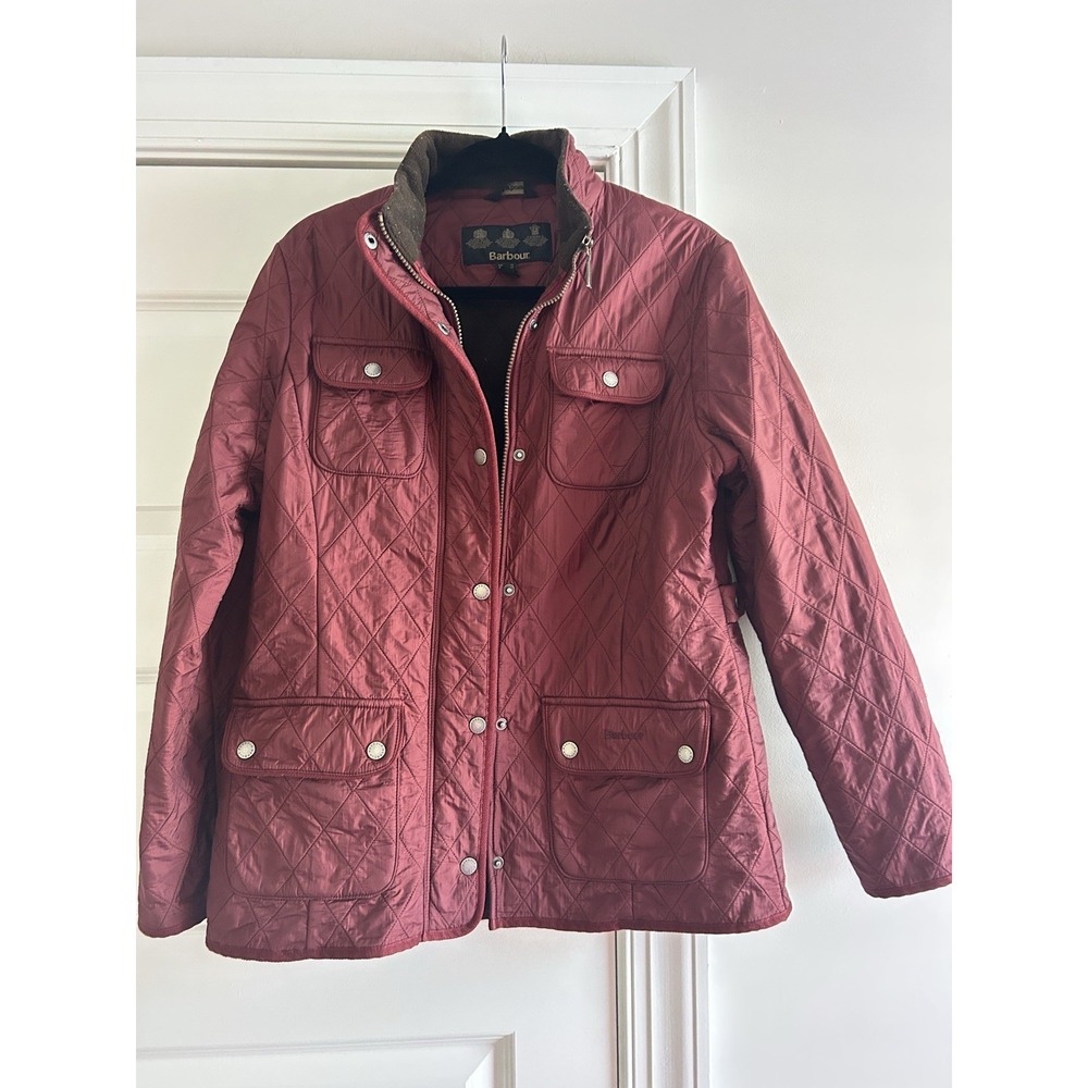 Women`s Barbour Utility Polarquilt Jacket‎ Red Polyester Size 10